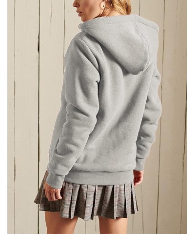 Women's Winter Hoodies Pullover Sherpa Fleece Warm Heavyweight Sweatshirt Light Grey $22.05 Jackets