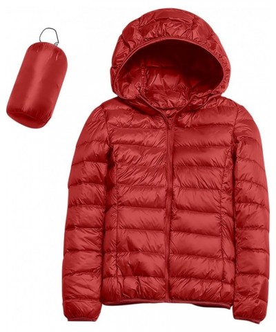 Womens Packable Puffer Jacket Winter Warm Lightweight Down Jacket Slim Fit Hooded Jacket Short Duck Bubble Coat with Hood A-r...