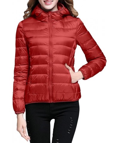 Womens Packable Puffer Jacket Winter Warm Lightweight Down Jacket Slim Fit Hooded Jacket Short Duck Bubble Coat with Hood A-r...