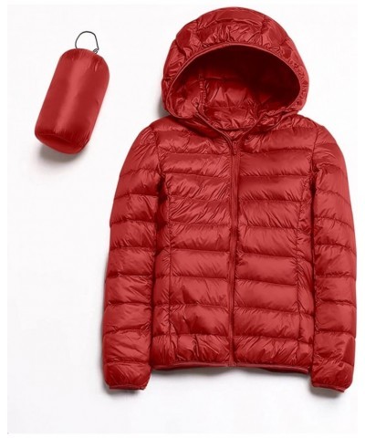 Womens Packable Puffer Jacket Winter Warm Lightweight Down Jacket Slim Fit Hooded Jacket Short Duck Bubble Coat with Hood A-r...