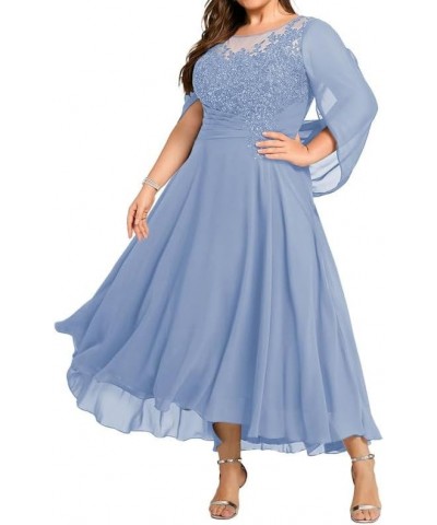 Plus Size Lace Mother of The Bride Dresses Cape Mother of The Bride Dress Dusty Blue $38.71 Dresses