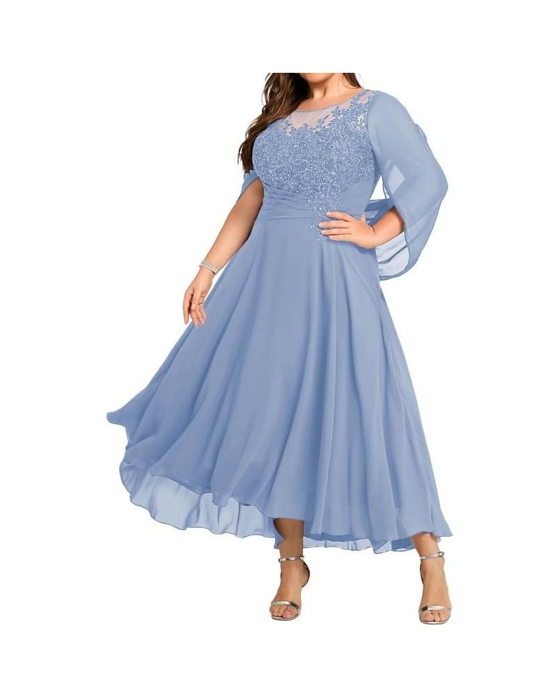 Plus Size Lace Mother of The Bride Dresses Cape Mother of The Bride Dress Dusty Blue $38.71 Dresses