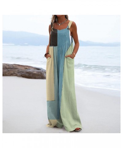 Rompers for Women Dressy Casual Summer Printed Wide Leg Loose Fit Fashion Pleated Lounge Jumpsuits Overalls Zly D-blue $11.76...