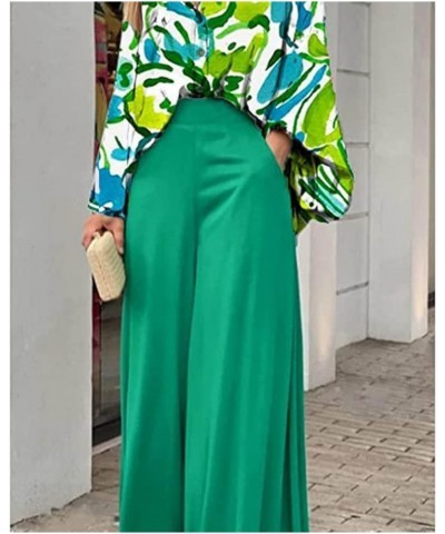 Two Piece Sets Fashion Shirts Wide-Leg Pants Sets Women Long Sleeve Printed Shirt Casual Loose Trousers Style3 $27.36 Suits