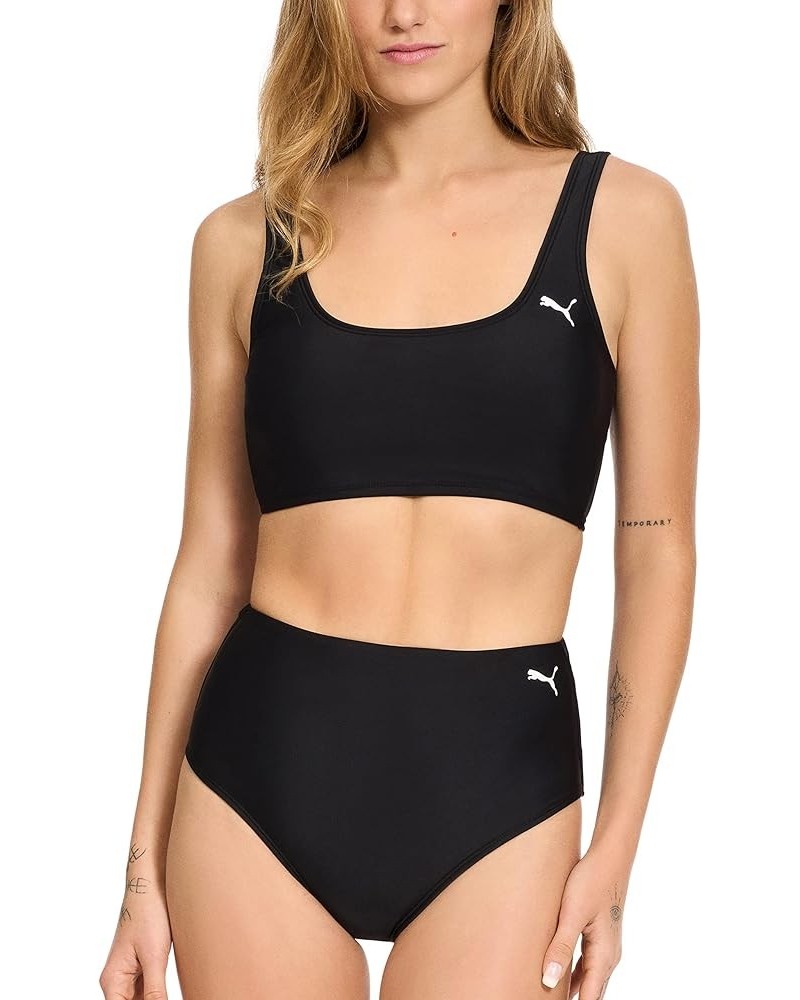 Women's Crop Bikini Top & Bottom Swimsuit Set Black $16.44 Swimsuits