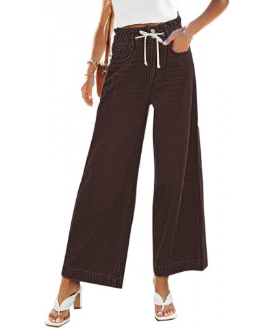 Wide Leg Jeans for Women Stretch High Wasited Elastic Waist Bell Bottom Baggy Y2K Pants Pecan Brown $19.74 Jeans