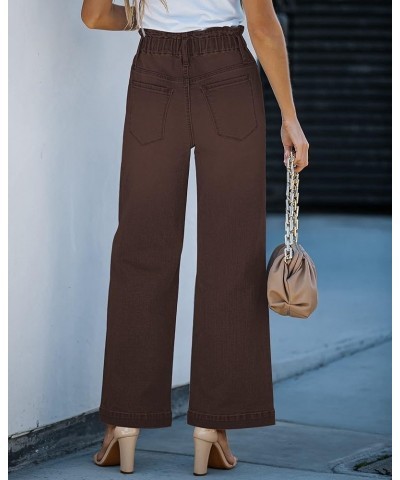 Wide Leg Jeans for Women Stretch High Wasited Elastic Waist Bell Bottom Baggy Y2K Pants Pecan Brown $19.74 Jeans