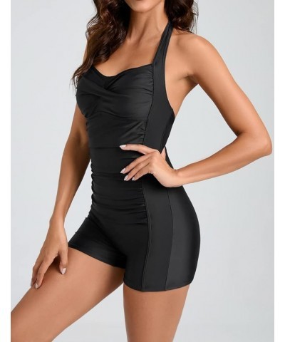 Womens Boyleg One Piece Athletic Swimsuits with Shorts Sport Lap Bathing Suit Racerback Swimwear for Teens Girl Black $17.97 ...