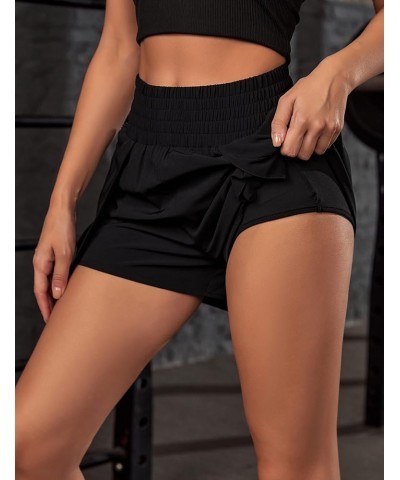 Women's Workout Shorts Athletic Running Shorts Crossover High Waisted Gym Shorts with Zipper Pockets 2.5 Black Big Pockets $1...