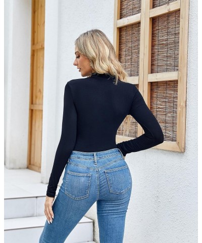 Bodysuit for Women Long Sleeve V Neck Zipper Slim Fit Stretchy Tops T Shirts. Black $13.99 Lingerie