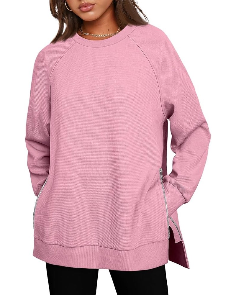 Womens Oversized Sweatshirts Long Sleeve Crew Neck Pullover Casual Hoodies 2023 Fall Fashion Clothes Pink $17.48 Hoodies & Sw...