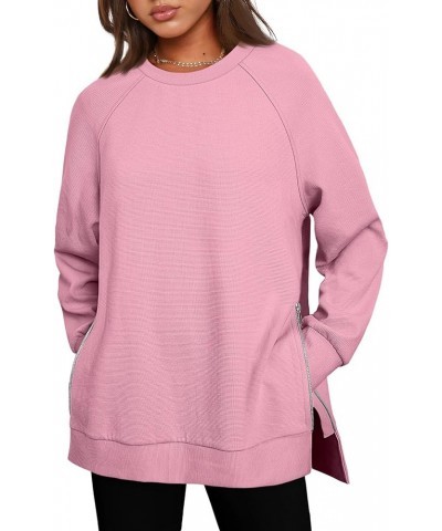 Womens Oversized Sweatshirts Long Sleeve Crew Neck Pullover Casual Hoodies 2023 Fall Fashion Clothes Pink $17.48 Hoodies & Sw...