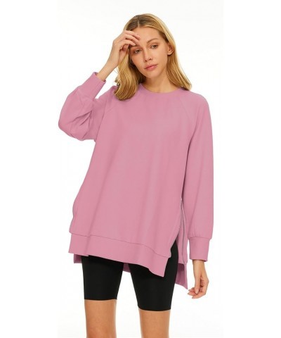 Womens Oversized Sweatshirts Long Sleeve Crew Neck Pullover Casual Hoodies 2023 Fall Fashion Clothes Pink $17.48 Hoodies & Sw...