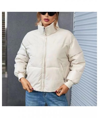 Puffer Jacket Womens Puffer Jackets Women Cropped Winter Down Coat 921-white $14.35 Jackets