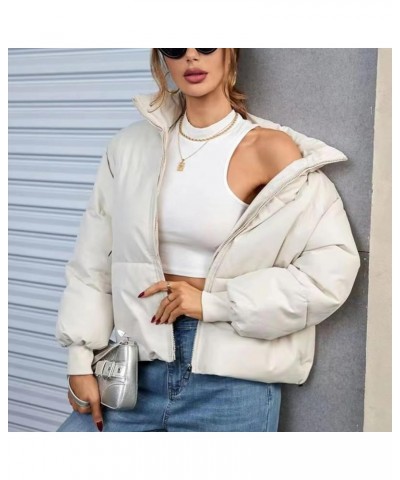 Puffer Jacket Womens Puffer Jackets Women Cropped Winter Down Coat 921-white $14.35 Jackets