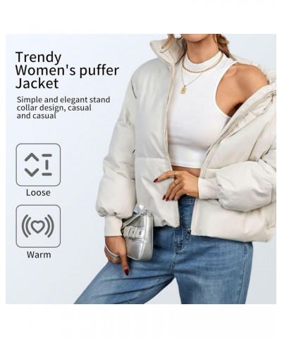 Puffer Jacket Womens Puffer Jackets Women Cropped Winter Down Coat 921-white $14.35 Jackets