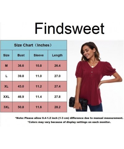 Women's Puff Short Sleeve Tunic Tops Dressy V Neck Pleated Shirts Casual Work Blouses Puff Sleeve/Black $14.39 Tops