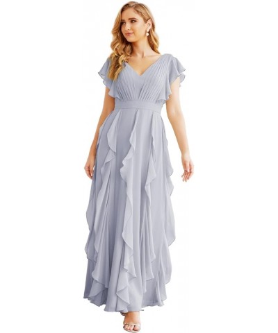 Prom Gowns for Women Ruffled Bridesmaid Dresses V Back Dress for Wedding Guests Dusty Lavender $64.97 Dresses