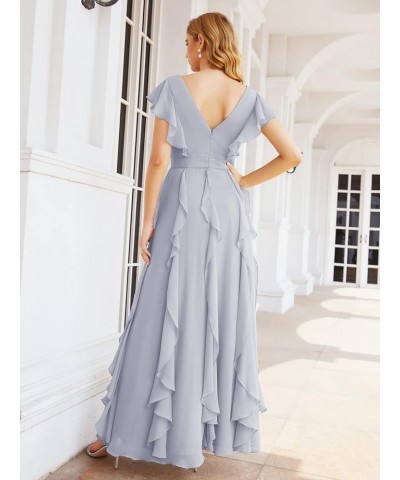 Prom Gowns for Women Ruffled Bridesmaid Dresses V Back Dress for Wedding Guests Dusty Lavender $64.97 Dresses