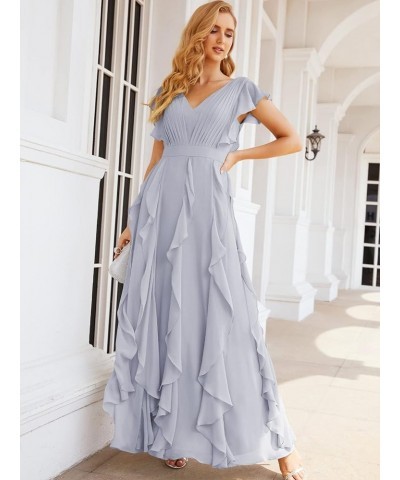 Prom Gowns for Women Ruffled Bridesmaid Dresses V Back Dress for Wedding Guests Dusty Lavender $64.97 Dresses