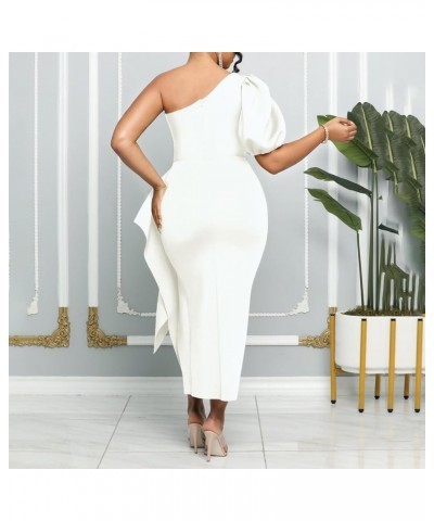 Women’s Sexy One Shoulder Maxi Dress Bodycon Club Party Evening Prom Gowns White3 $14.03 Dresses