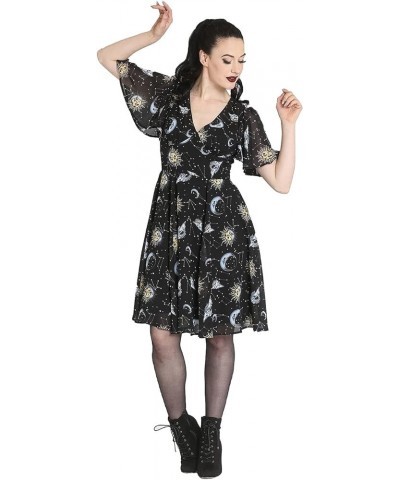 Solaris Sun Moon Stars Gothic Wicca Plus Size Chiffon Dress XS-4XL Black $29.69 Dresses