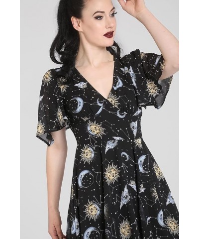 Solaris Sun Moon Stars Gothic Wicca Plus Size Chiffon Dress XS-4XL Black $29.69 Dresses