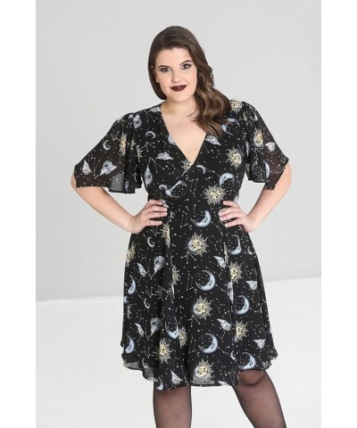 Solaris Sun Moon Stars Gothic Wicca Plus Size Chiffon Dress XS-4XL Black $29.69 Dresses