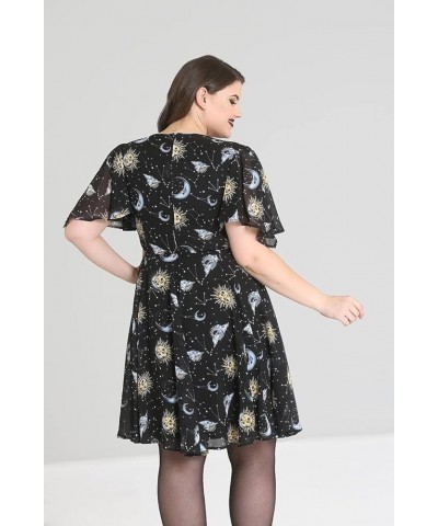 Solaris Sun Moon Stars Gothic Wicca Plus Size Chiffon Dress XS-4XL Black $29.69 Dresses