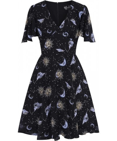 Solaris Sun Moon Stars Gothic Wicca Plus Size Chiffon Dress XS-4XL Black $29.69 Dresses