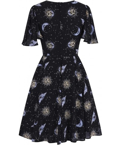 Solaris Sun Moon Stars Gothic Wicca Plus Size Chiffon Dress XS-4XL Black $29.69 Dresses