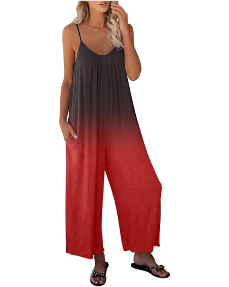 Womens Overalls Womens Casual Overalls Baggy Wide Leg Jumpsuits Bib Pants with Pockets Womens Rompers for Summer Red $3.01 Ov...