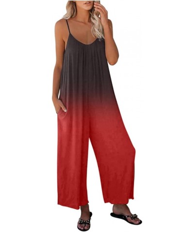 Womens Overalls Womens Casual Overalls Baggy Wide Leg Jumpsuits Bib Pants with Pockets Womens Rompers for Summer Red $3.01 Ov...