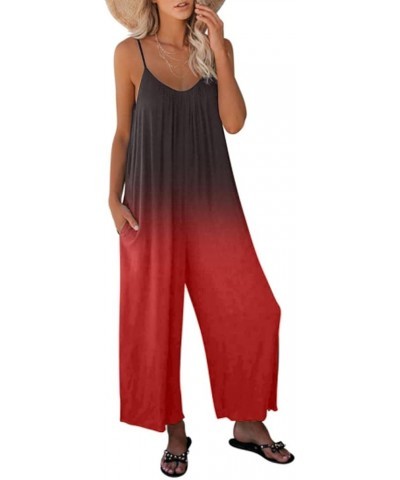 Womens Overalls Womens Casual Overalls Baggy Wide Leg Jumpsuits Bib Pants with Pockets Womens Rompers for Summer Red $3.01 Ov...