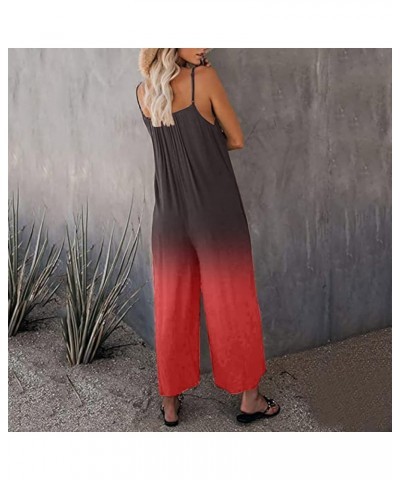 Womens Overalls Womens Casual Overalls Baggy Wide Leg Jumpsuits Bib Pants with Pockets Womens Rompers for Summer Red $3.01 Ov...