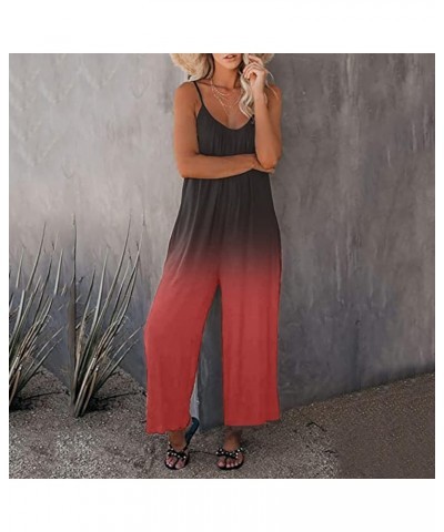 Womens Overalls Womens Casual Overalls Baggy Wide Leg Jumpsuits Bib Pants with Pockets Womens Rompers for Summer Red $3.01 Ov...