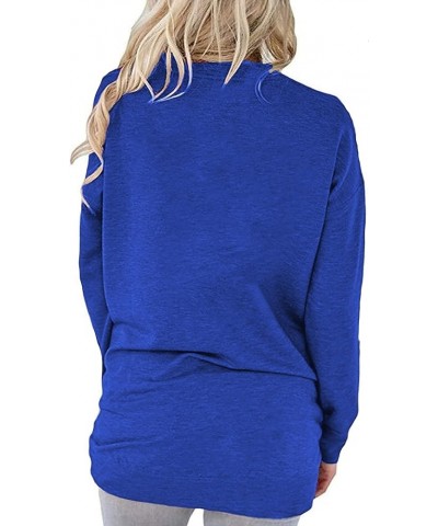 Womens Casual Loose Fit Shirts Long Sleeve Comfy T-Shirts Pullover Sweatshirts with Pockets F-royal Blue $13.64 Hoodies & Swe...