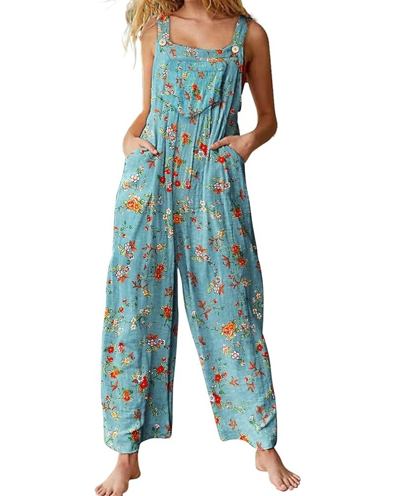 Overalls for Women Casual Loose Summer Rompers Boho Floral Adjustable Straps Wide Leg Jumpsuits with Pockets PQ2 Floral 14 $1...