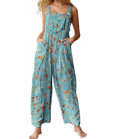 Overalls for Women Casual Loose Summer Rompers Boho Floral Adjustable Straps Wide Leg Jumpsuits with Pockets PQ2 Floral 14 $1...