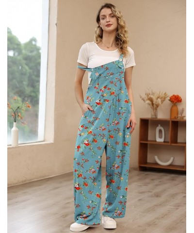 Overalls for Women Casual Loose Summer Rompers Boho Floral Adjustable Straps Wide Leg Jumpsuits with Pockets PQ2 Floral 14 $1...