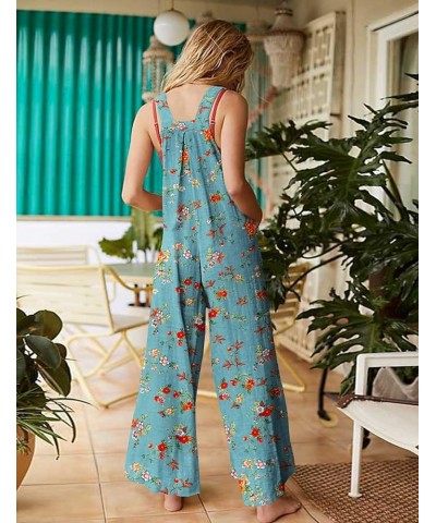 Overalls for Women Casual Loose Summer Rompers Boho Floral Adjustable Straps Wide Leg Jumpsuits with Pockets PQ2 Floral 14 $1...