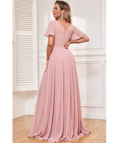 Women's Short Sleeve Bridesmaid Dresses Chiffon Formal Evening Party Gown Emerald Green $42.29 Dresses