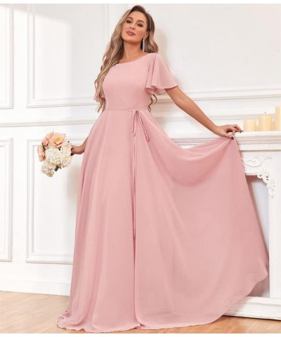 Women's Short Sleeve Bridesmaid Dresses Chiffon Formal Evening Party Gown Emerald Green $42.29 Dresses