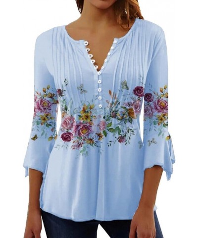 Womens Lace Tops Dressy Casual Puff Long Sleeve Floral Summer Blouses Shirts A-cyan $9.43 T-Shirts