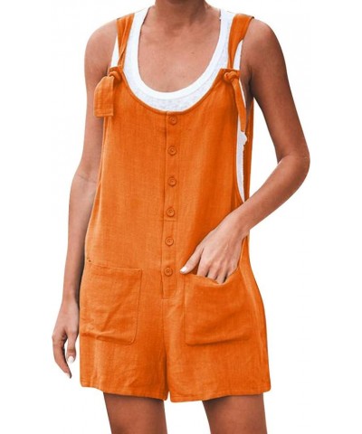 Jumpsuits for Women Loose Fit Sleeveless Spaghetti Strap Long/Short Pant Romper Jumpsuit with Pockets Ac06-orange $5.19 Jumps...