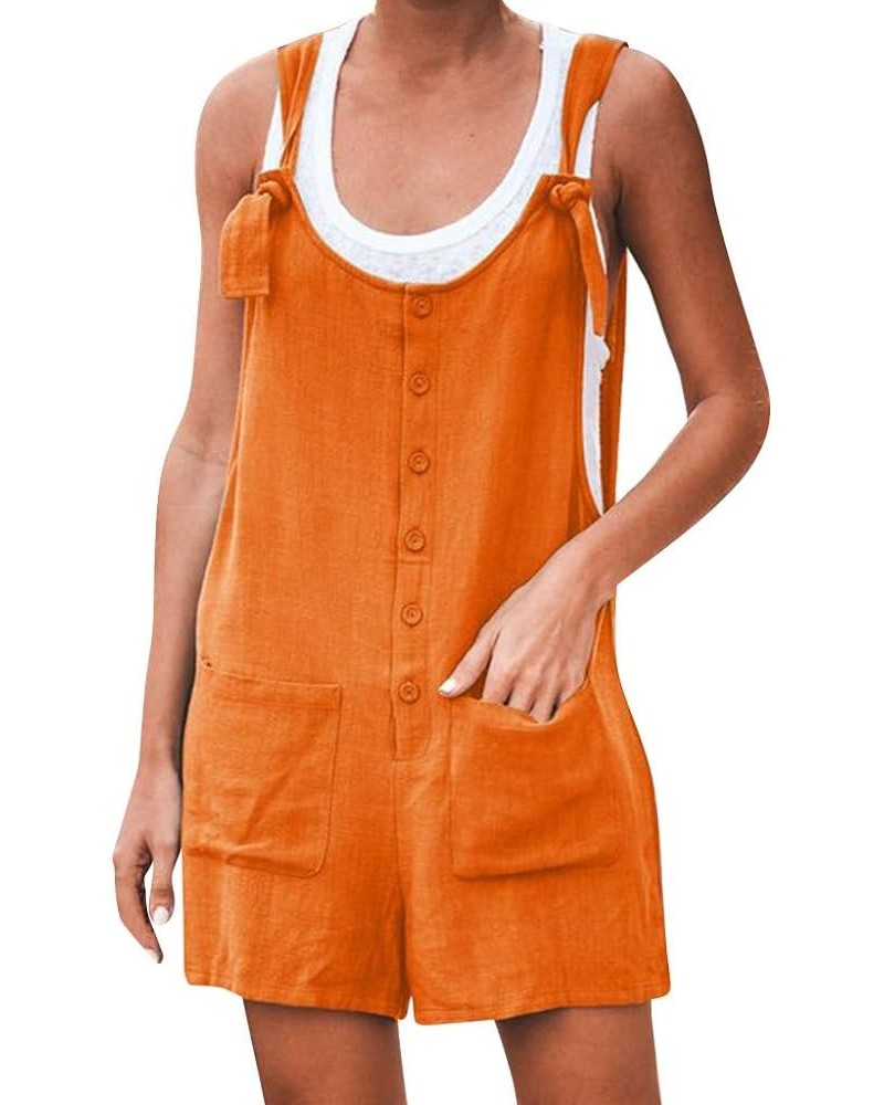 Jumpsuits for Women Loose Fit Sleeveless Spaghetti Strap Long/Short Pant Romper Jumpsuit with Pockets Ac06-orange $5.19 Jumps...