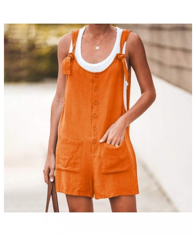 Jumpsuits for Women Loose Fit Sleeveless Spaghetti Strap Long/Short Pant Romper Jumpsuit with Pockets Ac06-orange $5.19 Jumps...