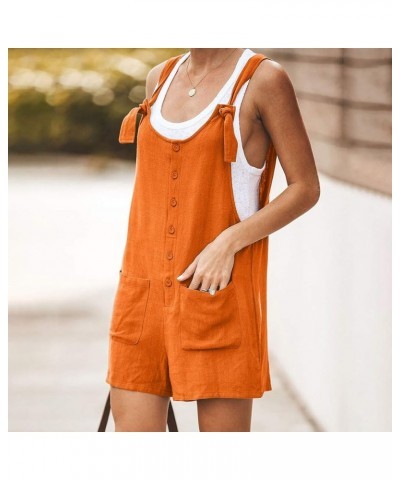 Jumpsuits for Women Loose Fit Sleeveless Spaghetti Strap Long/Short Pant Romper Jumpsuit with Pockets Ac06-orange $5.19 Jumps...