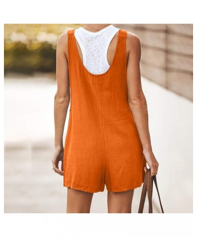 Jumpsuits for Women Loose Fit Sleeveless Spaghetti Strap Long/Short Pant Romper Jumpsuit with Pockets Ac06-orange $5.19 Jumps...