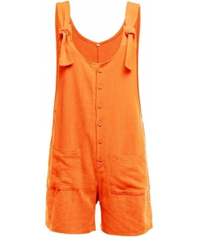 Jumpsuits for Women Loose Fit Sleeveless Spaghetti Strap Long/Short Pant Romper Jumpsuit with Pockets Ac06-orange $5.19 Jumps...